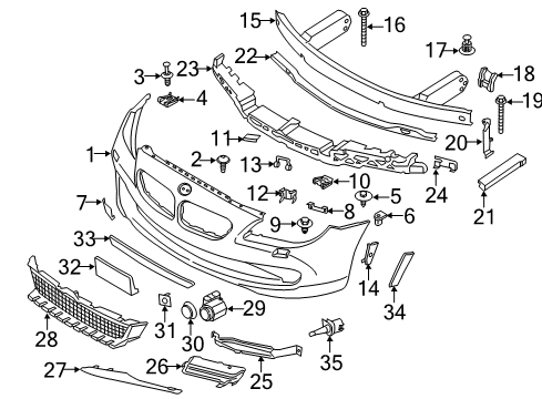 2014 BMW 640i xDrive Gran Coupe Parking Aid Stabilising Pin Diagram for 51117253877