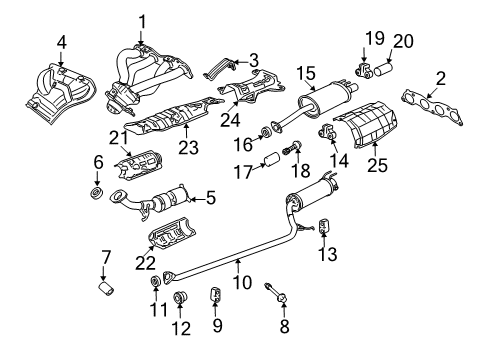 2007 Honda Civic Exhaust Components Muffler, Exhuast Diagram for 18307-SNE-A11
