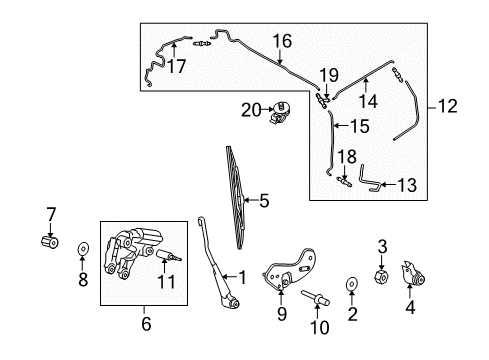 2010 Ford Transit Connect Back Door - Wiper & Washer Components Wiper Motor Retainer Diagram for 2T1Z-9914A163-AA