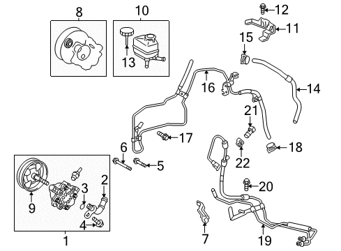 2007 Scion tC P/S Pump & Hoses, Steering Gear & Linkage Gasket Kit, Power Steering Pump Diagram for 04446-02140