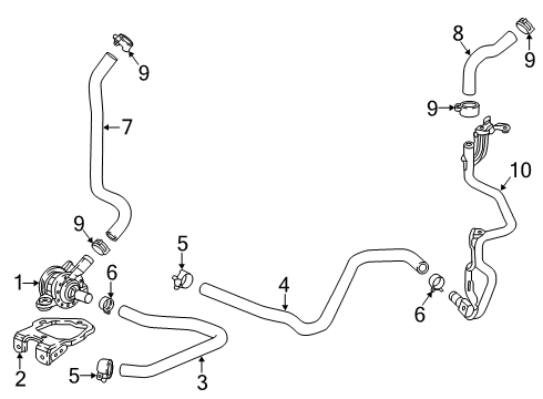2018 Honda Accord Water Pump Pipe Diagram for 1J451-6C2-A01