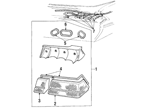 1987 Ford EXP Combination Lamps Lens Diagram for E2OY13451A