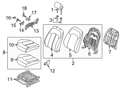 2018 Hyundai Sonata Passenger Seat Components Cushion Assembly-FR Seat, Passenger Diagram for 88203-E6KK1-S9G