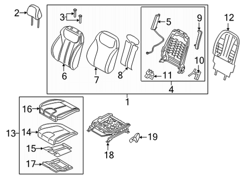 2021 Hyundai Santa Fe Passenger Seat Components COVERING ASSY-FR CUSH, RH Diagram for 88260-S1010-YKM