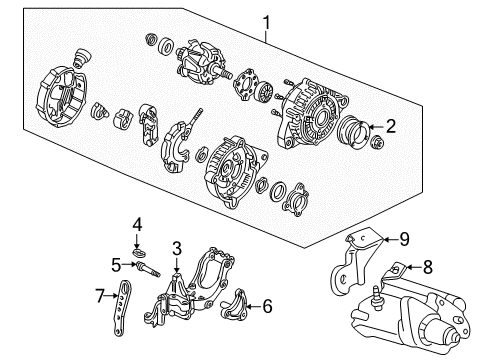 1996 Acura NSX Alternator, Starter Bracket B, Alternator Diagram for 31116-PR7-A00