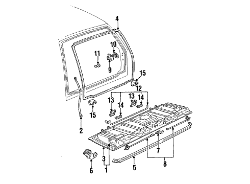 1993 Chevrolet S10 Blazer Gate & Hardware End Gate Latch Assembly Diagram for 20367776