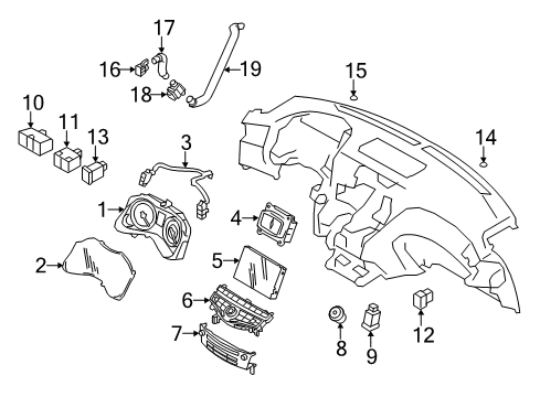 2012 Infiniti M56 Cluster & Switches, Instrument Panel Switch Assembly - 3 Functions Diagram for 251B3-1MA0B