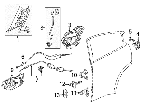 2018 Honda HR-V Rear Door Handle Assembly, Left Rear Door (Outer) Diagram for 72680-T7W-A01