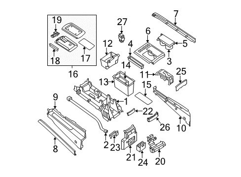 2010 Nissan Titan Center Console Panel-Console, Rear Diagram for 96926-ZR00B