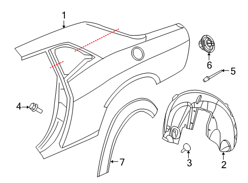 2018 Dodge Challenger Quarter Panel & Components, Exterior Trim Shield-Splash Diagram for 68175058AD