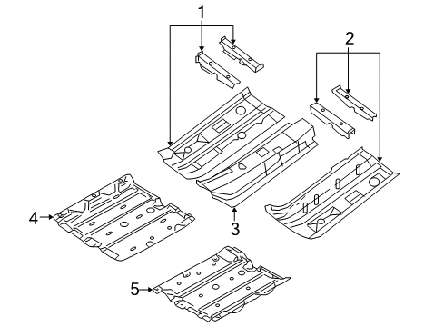 2013 Nissan Rogue Pillars, Rocker & Floor - Floor & Rails Floor Front Diagram for G4320-1VKMA