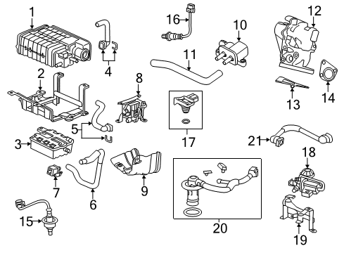 2014 Honda Accord Emission Components Canister Set Diagram for 17011-T3W-A01