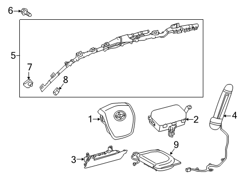 2022 Toyota Corolla Air Bag Components Head Air Bag Diagram for 62180-12320