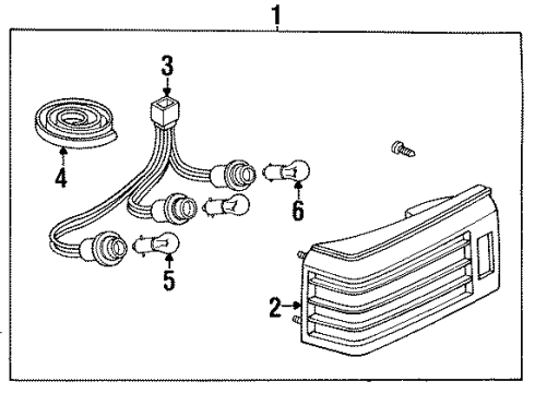 1987 Nissan Sentra Tail Lamps Lamp Assembly-Rear Combination LH Diagram for B6555-69A00