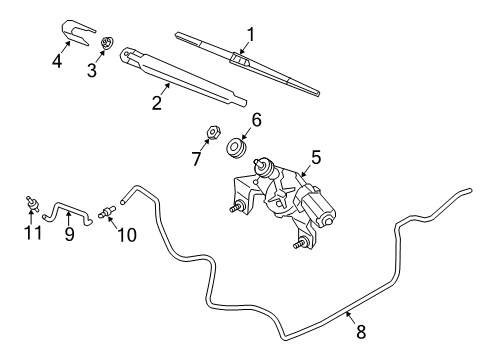 2017 Hyundai Santa Fe Sport Lift Gate - Wiper & Washer Components Hose Assembly-Rear Washer Diagram for 98950-4Z000