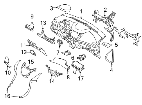 2014 Hyundai Elantra Instrument Panel Components Garnish Assembly-Crash Pad Center, RH Diagram for 84795-3XAA0-SA5