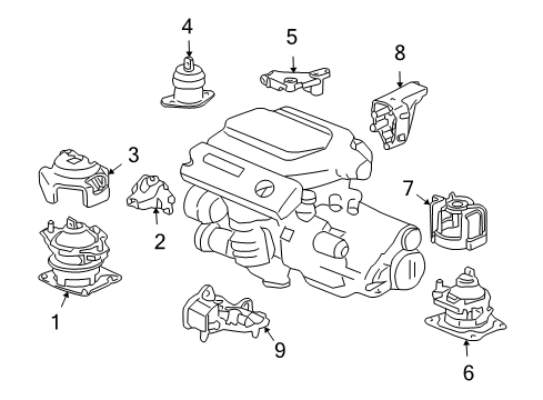 2005 Honda Accord Engine & Trans Mounting Stopper Assy., FR. Engine Mounting Diagram for 50835-SDR-A01