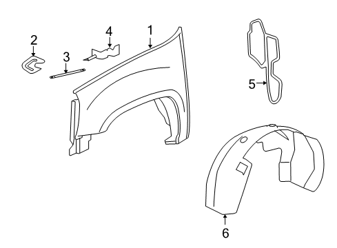 2008 Chevrolet Tahoe Fender & Components Fender Liner Diagram for 22860091