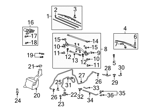 2007 Acura MDX Wiper & Washer Components Link Assembly A Diagram for 76520-STX-A01