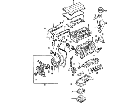 1999 Infiniti G20 Engine Parts, Mounts, Cylinder Head & Valves, Camshaft & Timing, Oil Pan, Oil Pump, Crankshaft & Bearings, Pistons, Rings & Bearings Gasket-Cylinder Head Diagram for 11044-79E13