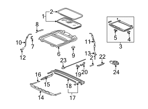 2006 Honda Accord Sunroof Stopper Assembly, Driver Side Diagram for 70308-SDN-A01