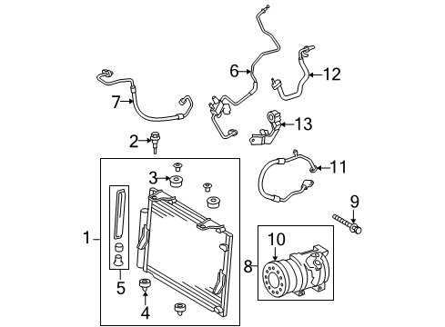 2009 Toyota Tundra A/C Condenser, Compressor & Lines Compressor Assembly Diagram for 88320-0C110