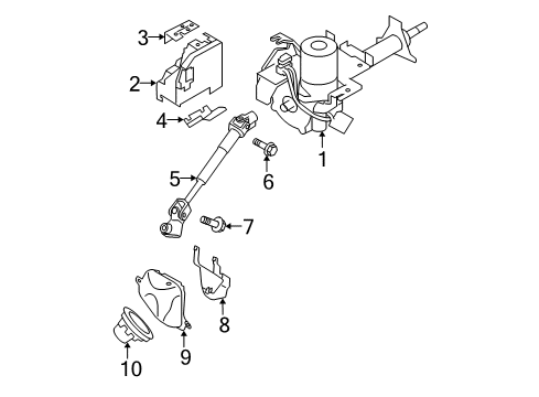 2011 Nissan Rogue Steering Column & Wheel, Steering Gear & Linkage Bracket-Connector, Instrument Side Diagram for 68141-EN00A