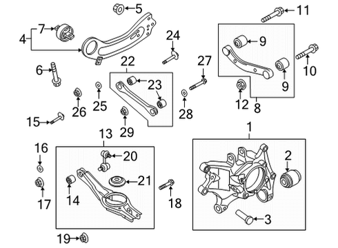 2021 Kia Sorento Rear Suspension Components, Lower Control Arm, Upper Control Arm, Stabilizer Bar Carrier Assembly-Rear Ax Diagram for 52710R5500