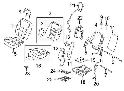 2012 Lincoln MKX Front Seat Components Seat Cushion Pad Diagram for BT4Z-78632A23-C