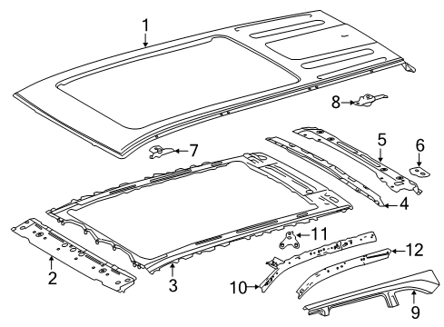 2018 Toyota Highlander Roof & Components Roof Side Panel Extension Diagram for 61142-0E030