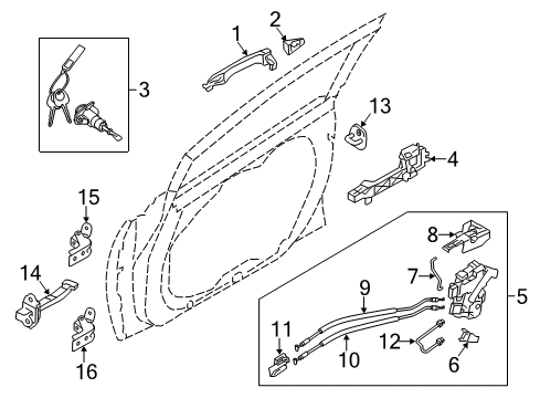 2014 Kia Forte Front Door - Lock & Hardware Door Outside Handle Assembly Diagram for 82651A7010