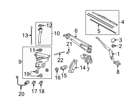 2015 Toyota 4Runner Wiper & Washer Components Weatherstrip Hood Nozzle Diagram for 85381-12300