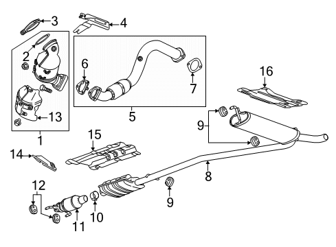 2016 Chevrolet Trax Exhaust Components Muffler & Pipe Diagram for 95264844