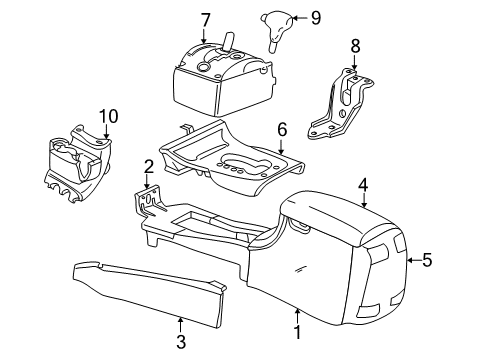 2003 Dodge Intrepid Center Console CUPHOLDER-Console Diagram for XQ35WL8AA