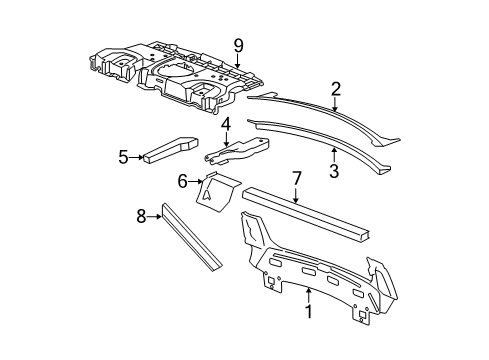 2009 Cadillac DTS Rear Body Panel-Rear Window Drain Diagram for 15878451