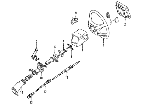 2003 Lexus LS430 Steering Column & Wheel, Steering Gear & Linkage Shaft Assy, Steering Main Diagram for 45210-50051