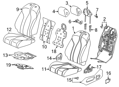 2022 Acura RDX Driver Seat Components Guide Complete (Alluring Ecru) Diagram for 81544-TJB-A21ZA