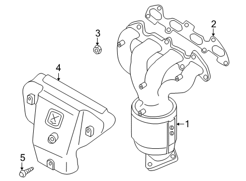 2005 Kia Rio Exhaust Manifold Exhaust Manifold Catalytic Assembly Diagram for 285102X040