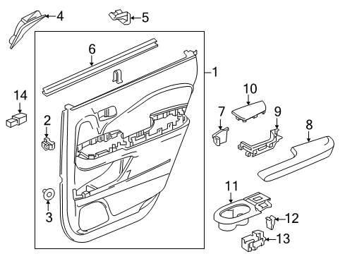 2018 Honda Pilot Rear Door Weatherstrip, R. RR. Door (Inner) Diagram for 72835-TG7-A01