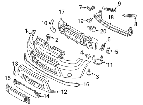 2011 Kia Soul Front Bumper Rail Assembly-Front Bumper Diagram for 865302K300