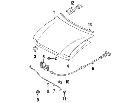 1998 Kia Sportage Hood & Components Insulator-Hood Diagram for 1K01G68661