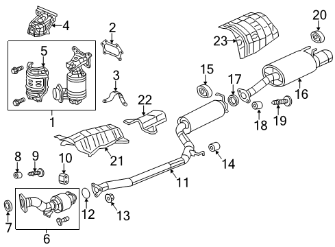 2013 Honda Civic Exhaust Components Exhaust Converter Diagram for 18160-R2A-M00