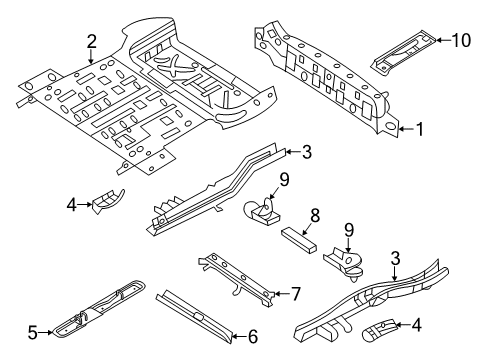 2014 Kia Sedona Rear Body Panel, Floor & Rails Panel Assembly-Back Diagram for 69100-4D500