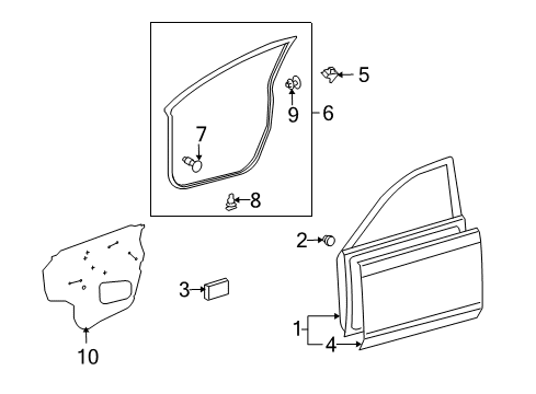 2009 Toyota Matrix Front Door Door Weatherstrip Diagram for 67862-02210