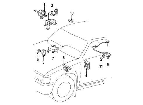 1993 Toyota Pickup Cruise Control System Sensor, Skid Control Diagram for 89544-35010