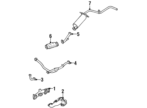 1993 Nissan D21 Exhaust Components, Exhaust Manifold Exhaust Tube Assembly, Front Diagram for 20010-88G00