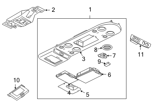 2011 Nissan Armada Overhead Console Bracket-Roof Console Diagram for 96982-7S01A