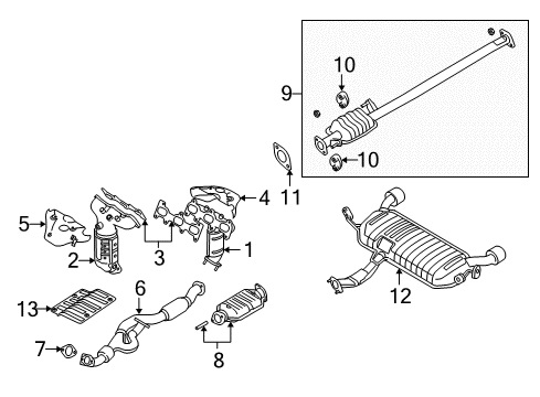 2009 Hyundai Tucson Exhaust Components, Exhaust Manifold Front Exhaust Pipe Diagram for 28610-1F410