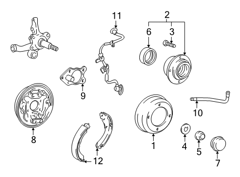 2001 Hyundai Accent Brake Components Sensor-Abs Rear Wheel , RH Diagram for 95681-25100