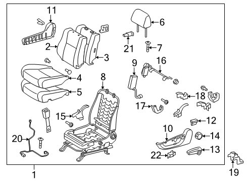 2010 Toyota Sequoia Driver Seat Components Seat Back Cover Diagram for 71074-0C730-B0